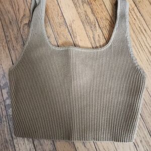 Babaton Ribbed Camel Crop Top